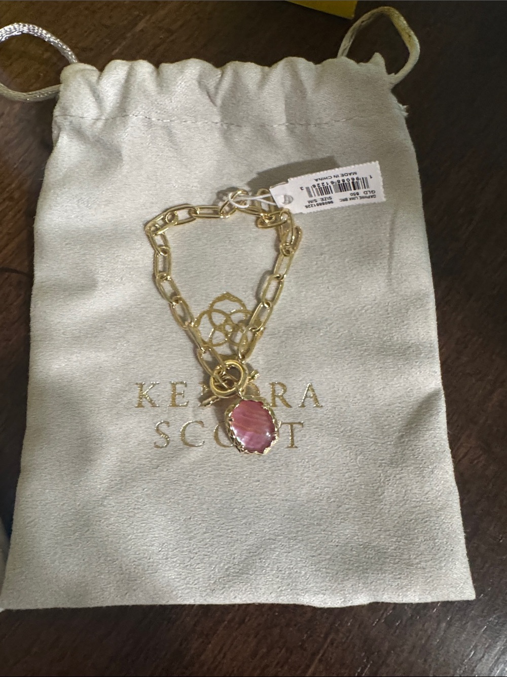 Kendra Scott gold Chain Necklace and Bracelet with Pink Gemstones. - Picture 4 of 5
